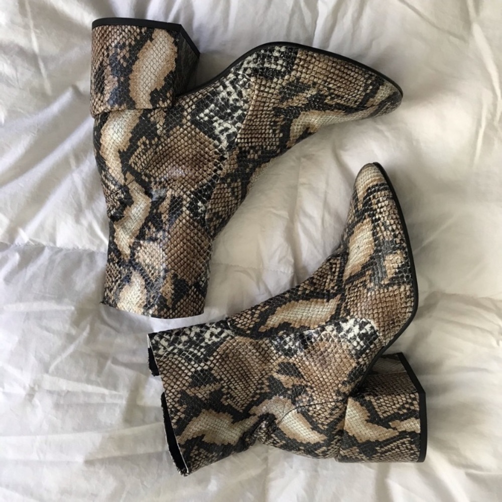 Snakeskin booties